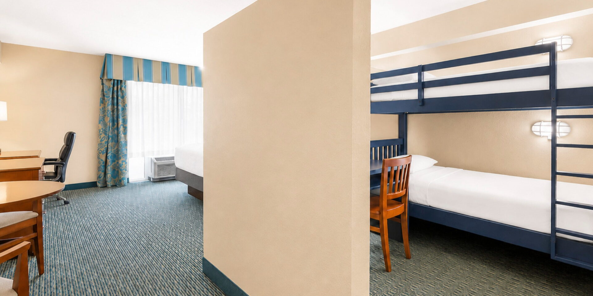 Hotel guest room at the Holiday Inn